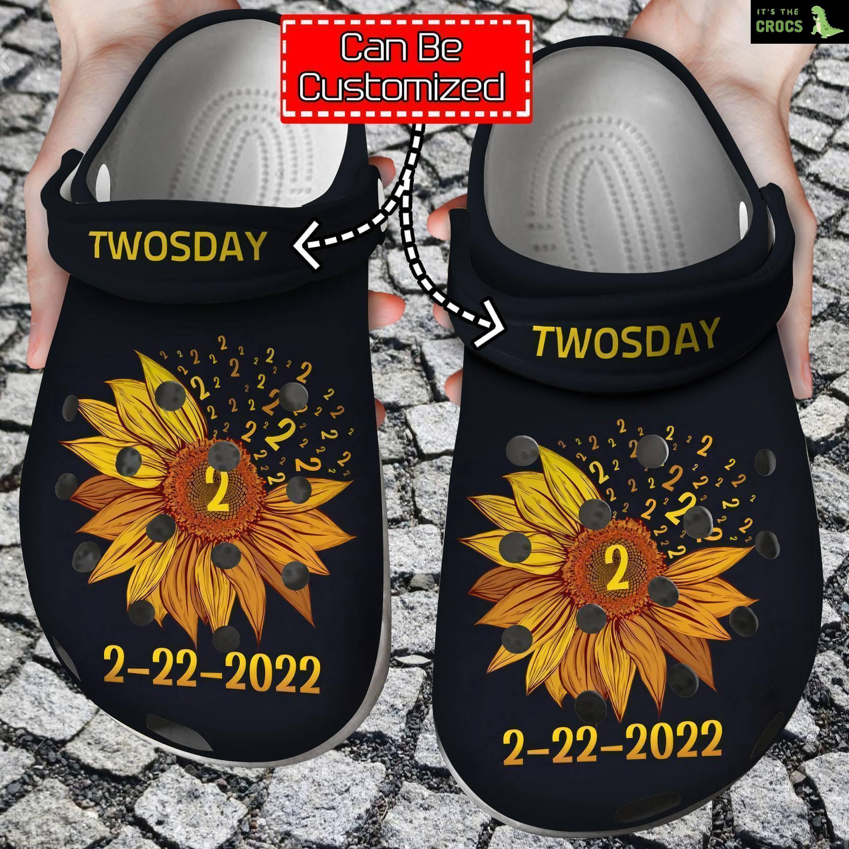 22 Personalized Sunflower Twosday 2 Crocs Clog Shoes