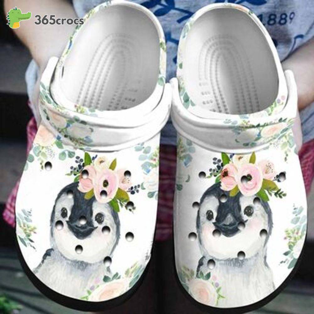 Adorable Penguin Flowers Clogs For Women Genz Style Animals Christmas Best Crocs Clog Shoes