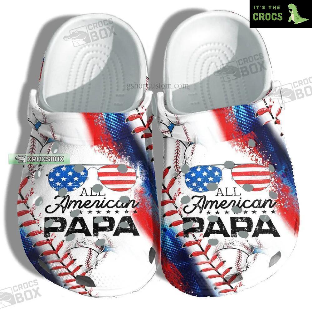 All America Papa Usa Flag Crocs Shoes Gift Grandpa Father Day