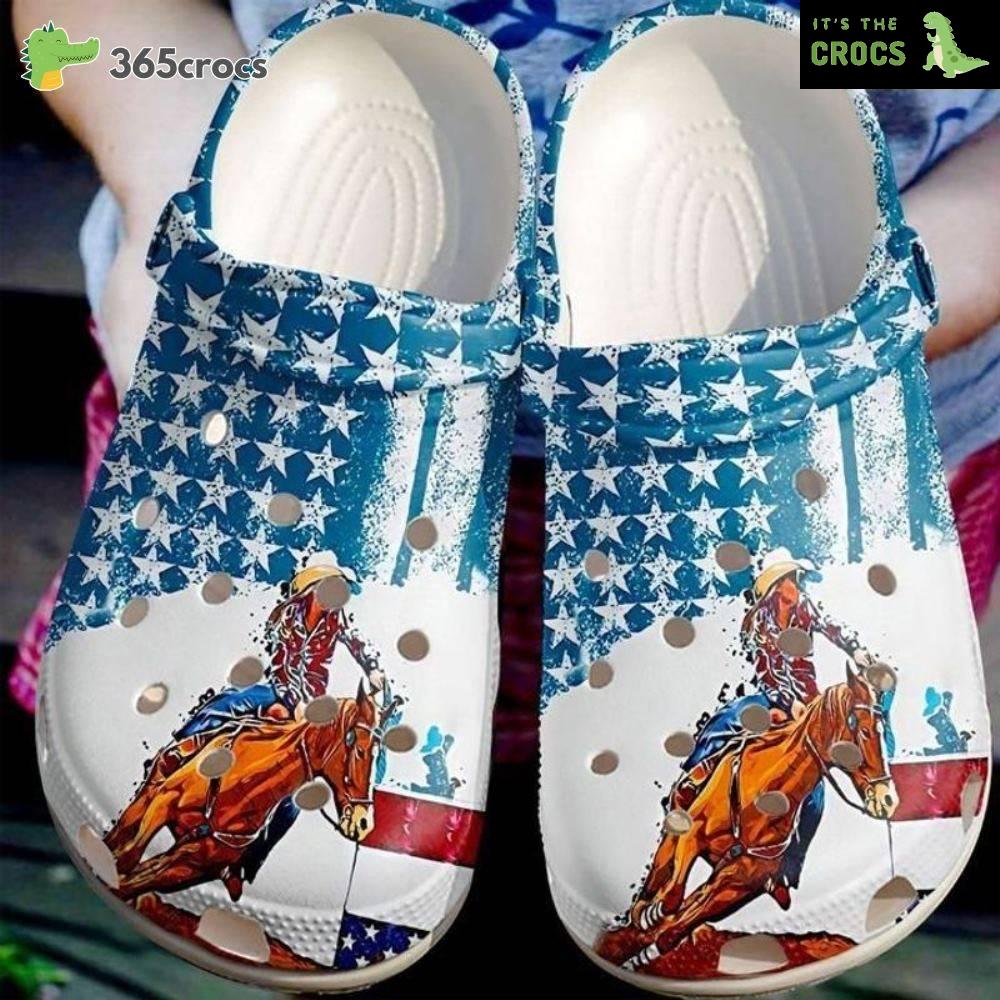 American Barrel Racings Happy 4Th Of July Gift For Horse Lovers Crocs Clog Shoes