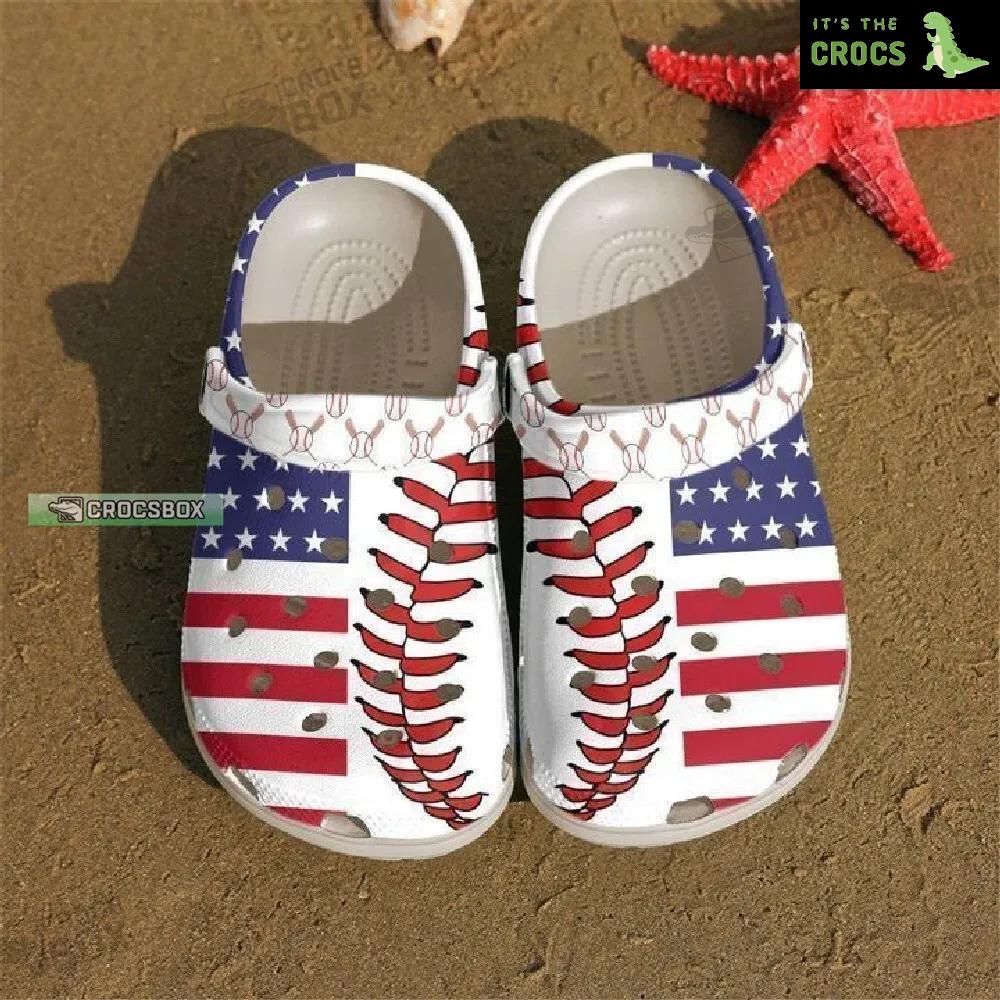 American Classic White Baseball Crocs