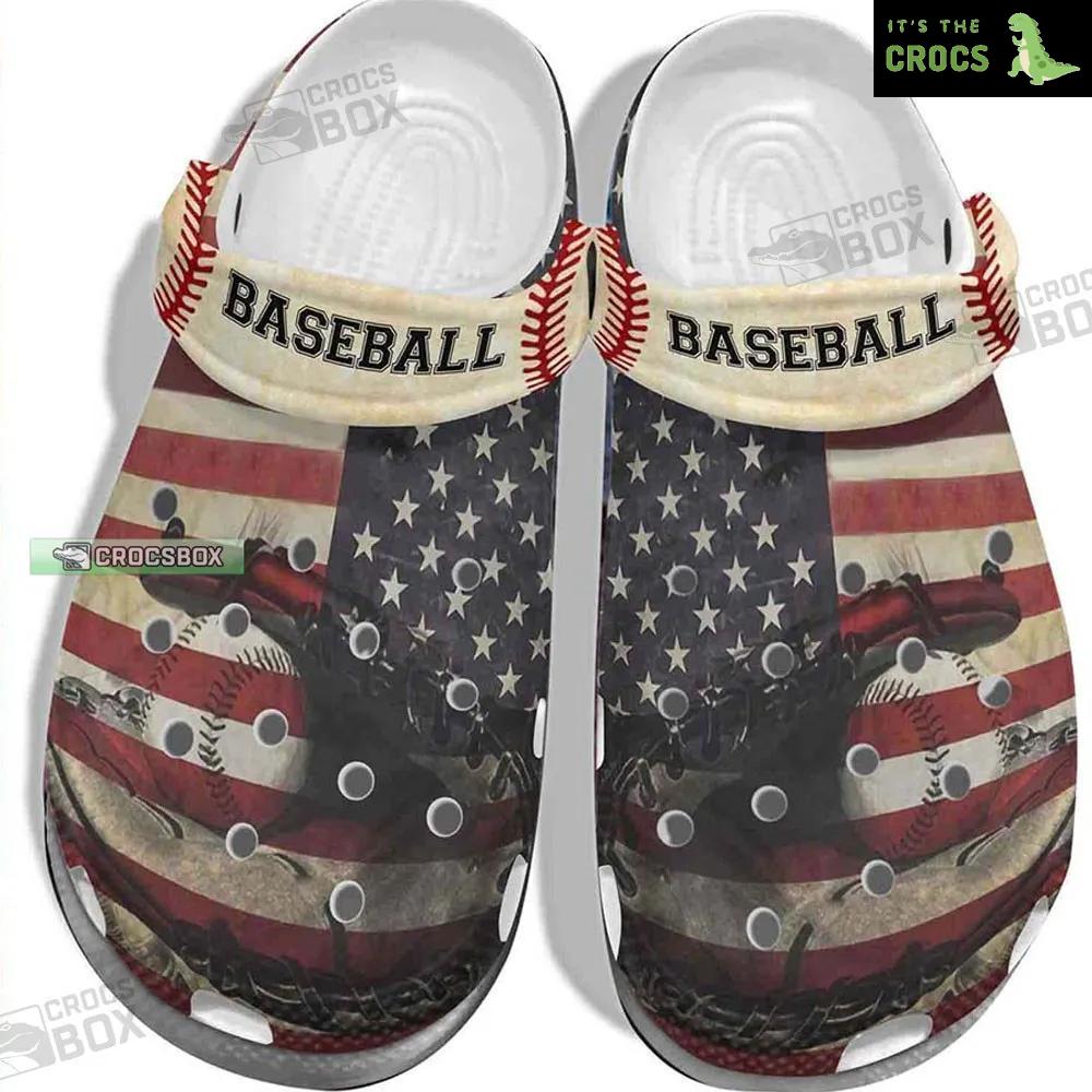 American Flag Baseball Crocs Gift For Baseball Lover