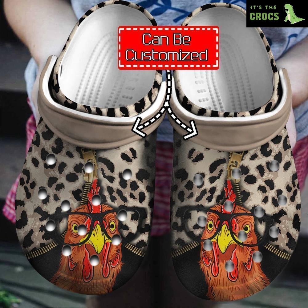 Animal – Personalized Chicken Leopard Pattern Clog Crocs Shoes For Men And Women