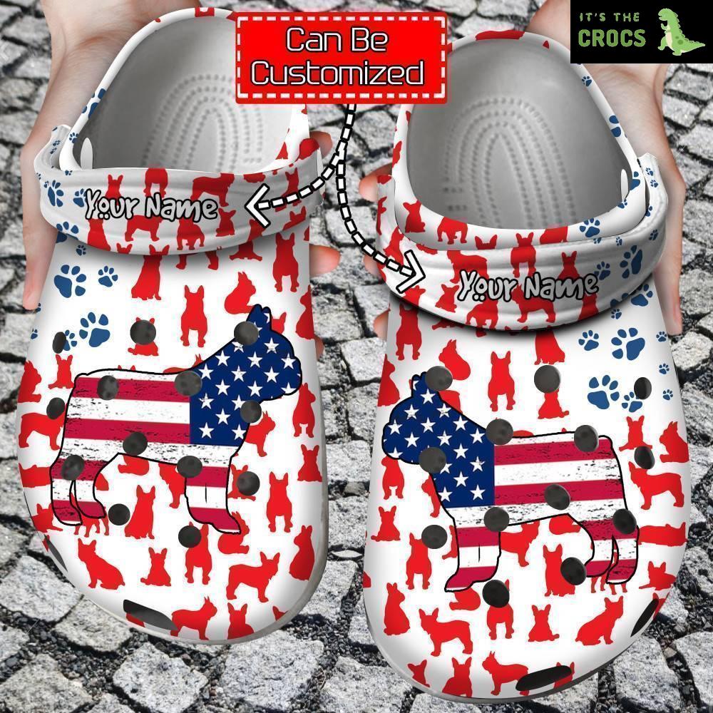 Animal Print – Bulldog American Flag Clog Crocs Shoes For Men And Women