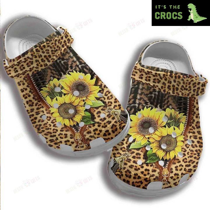 Animal Skin Cheetah Sunflower Crocs Classic Clogs Shoes