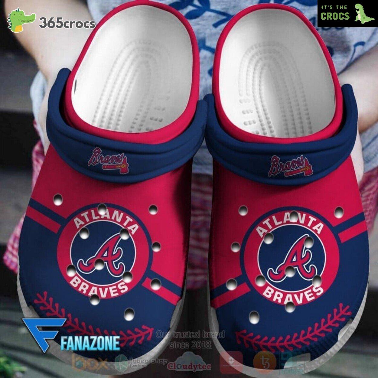 Atlanta Braves RedNavy MLB Sport Crocs Clogs Shoes Comfortable