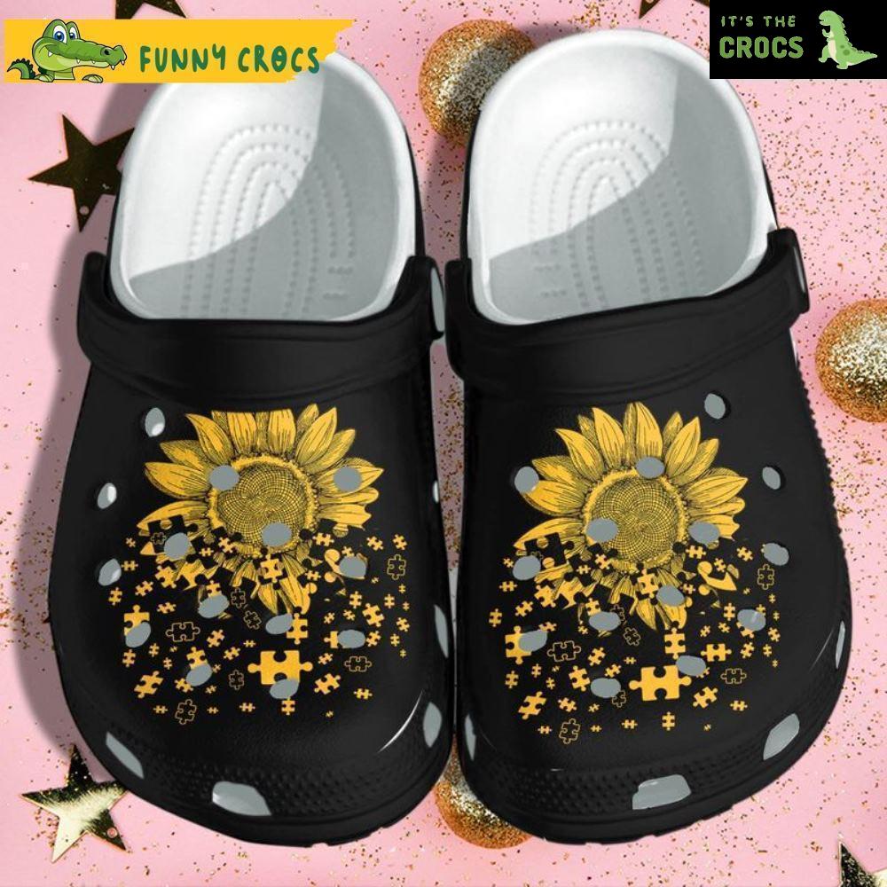 Autism Awareness Sunflower Puzzle Floral Crocs