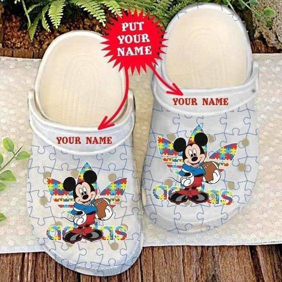 Autism Mickey Cute Disney Personalized Crocs Clog Shoes Comfortable For Men And Women, Adults Kids Crocs