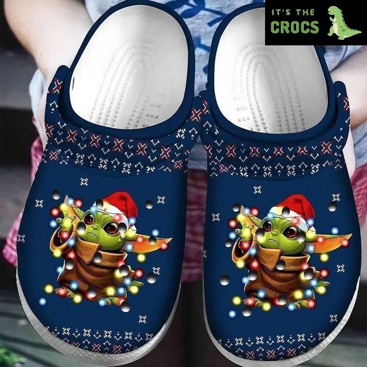 Baby Yoda Christmas Lights Ugly Pattern Christmas Crocband Clog Crocs Shoes For Men Women