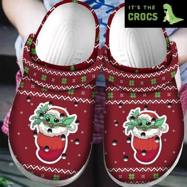 Baby Yoda In Socks Ugly Christmas Pattern Crocband Clog Crocs Shoes For Men Women