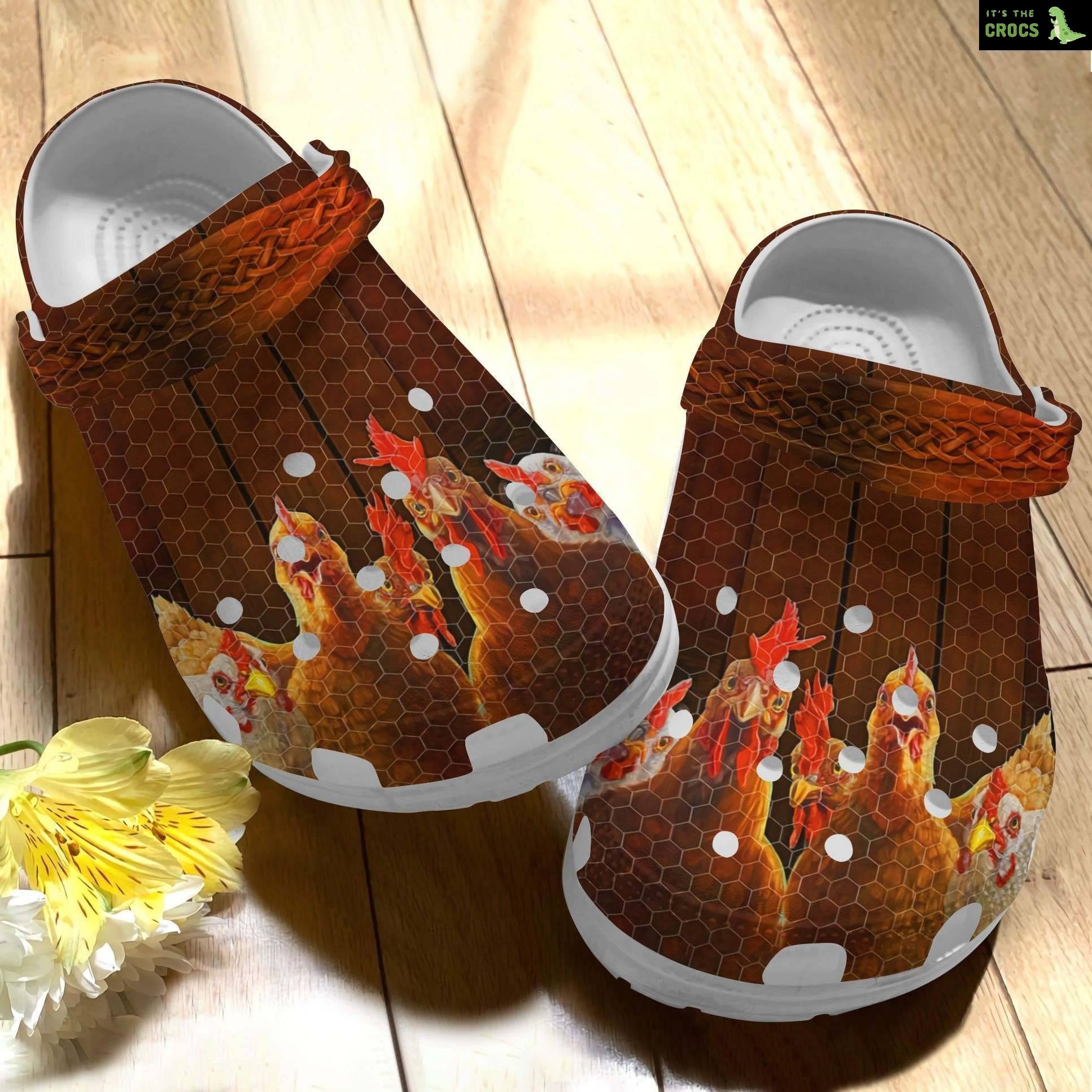 Barn Chicken Custom Crocs Clog Shoes For Mother Day – Chickens Outdoor Crocs Clog Shoes Gifts For Mom Dad