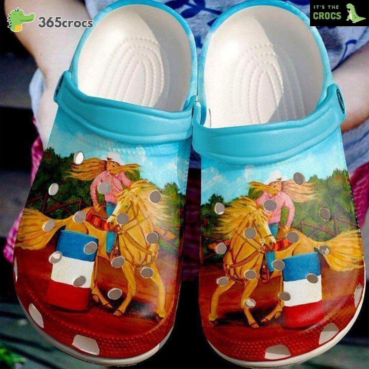 Barrel Racing Girl And Her Horse Classic Clogs Shoes