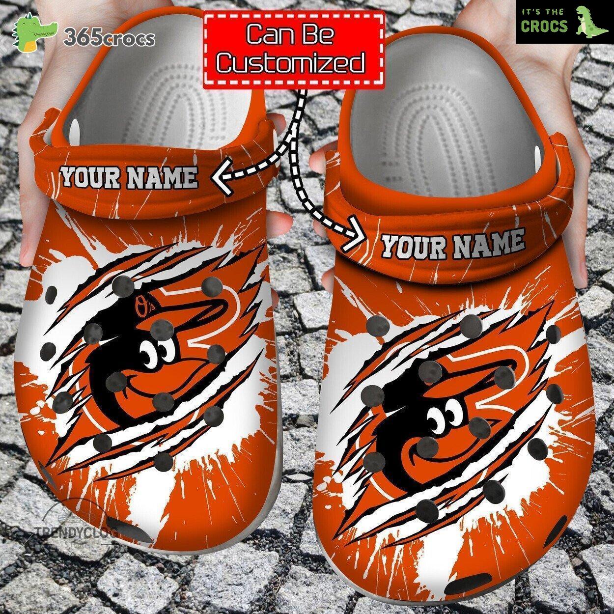Baseball Baltimore Orioles Personalized Ripped Claw Clog Shoes