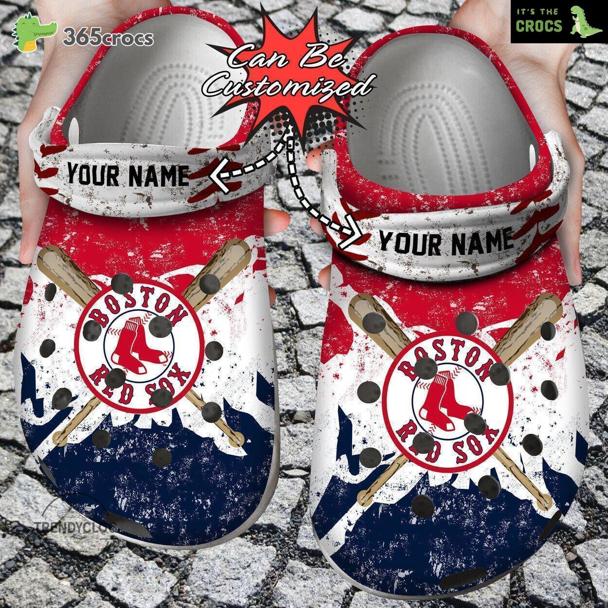 Baseball Boston Red Sox Personalized Watercolor New Clog Shoes