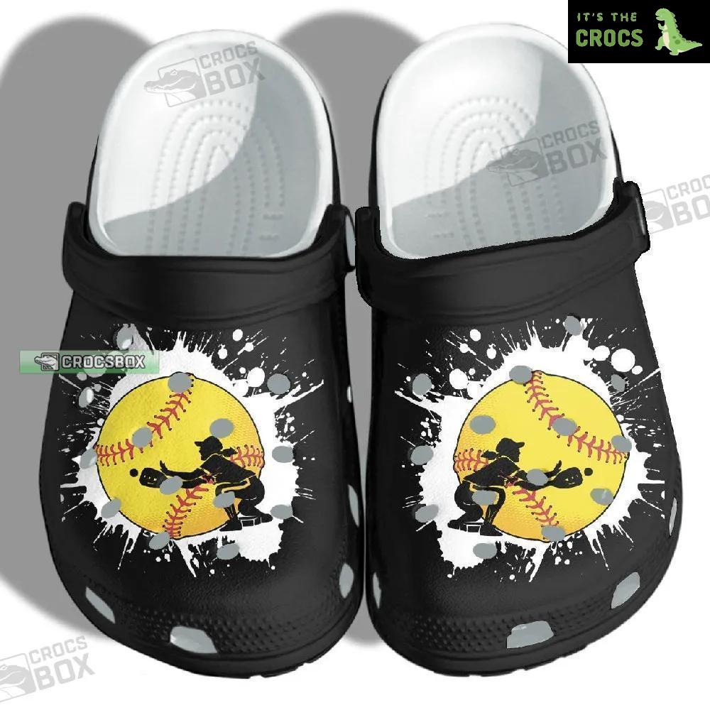 Baseball Girl Custom Shoes Crocs – Baseball Beach Black Crocs Womens