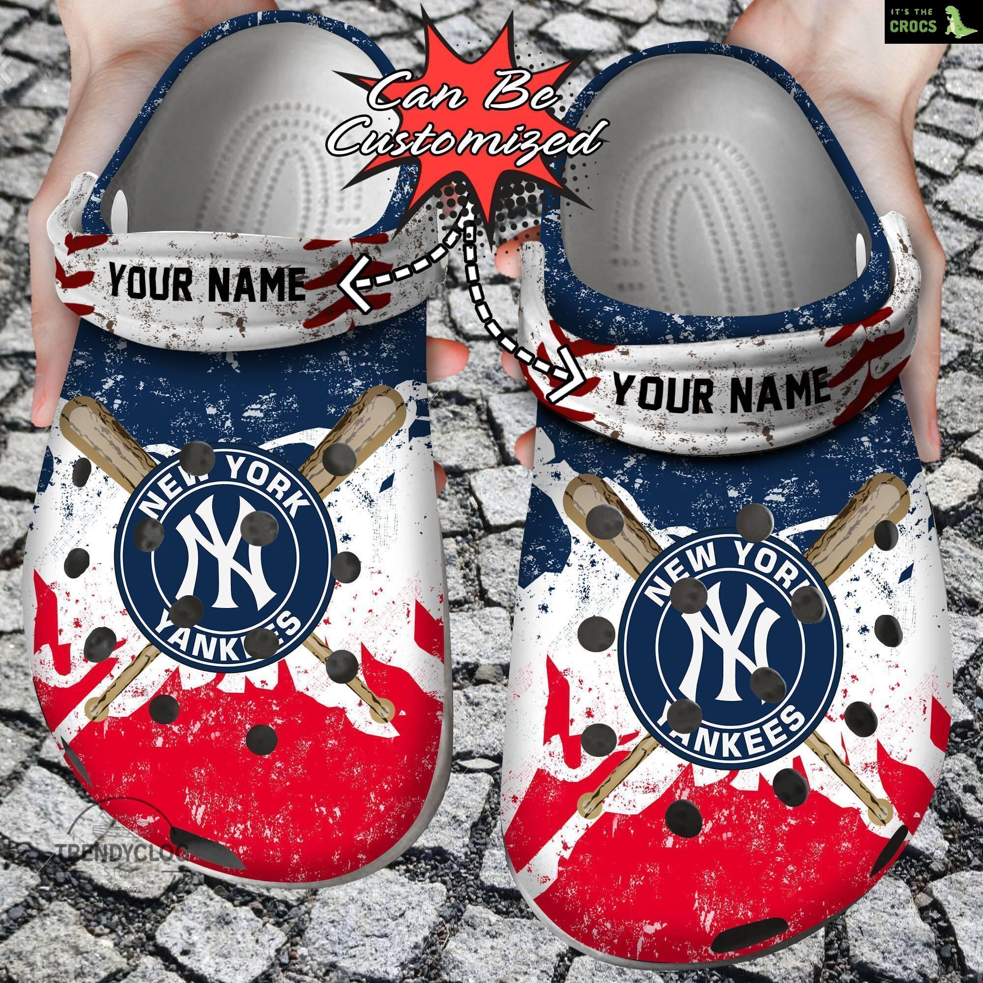 Baseball NY Yankees Personalized Watercolor New Clog Crocs Shoes