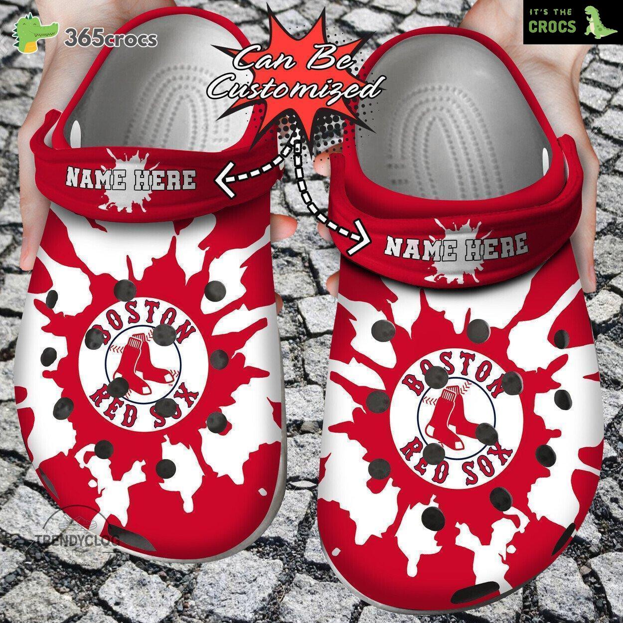 Baseball Personalized Boston Red Sox Color Splash Clog Shoes