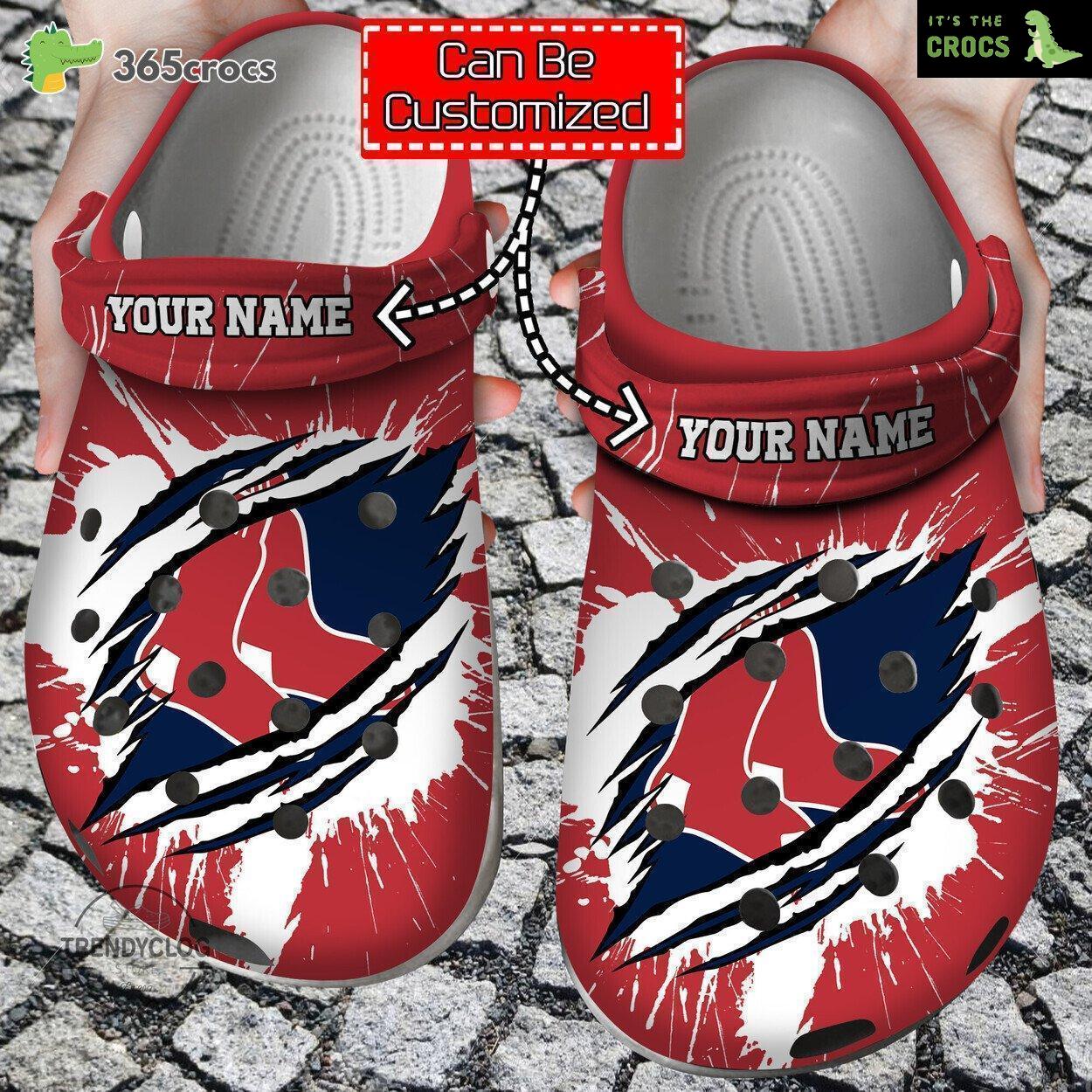 Baseball Personalized Boston Red Sox Ripped Claw Clog Shoes