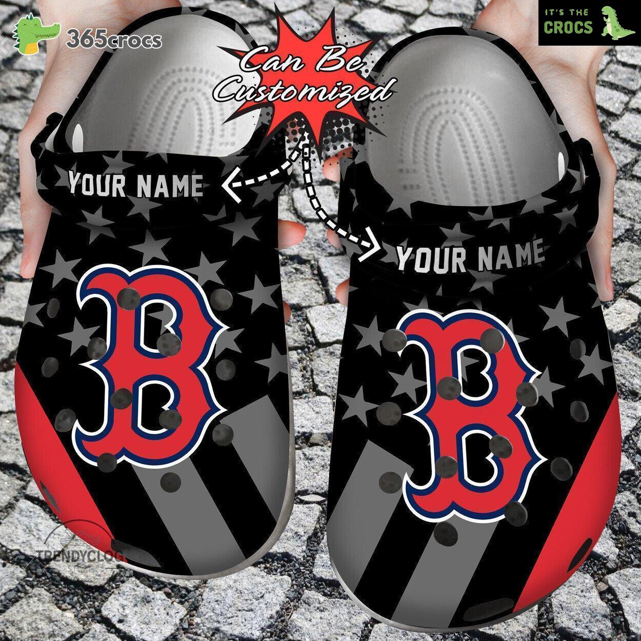 Baseball Personalized Boston Red Sox Star Flag Clog Shoes