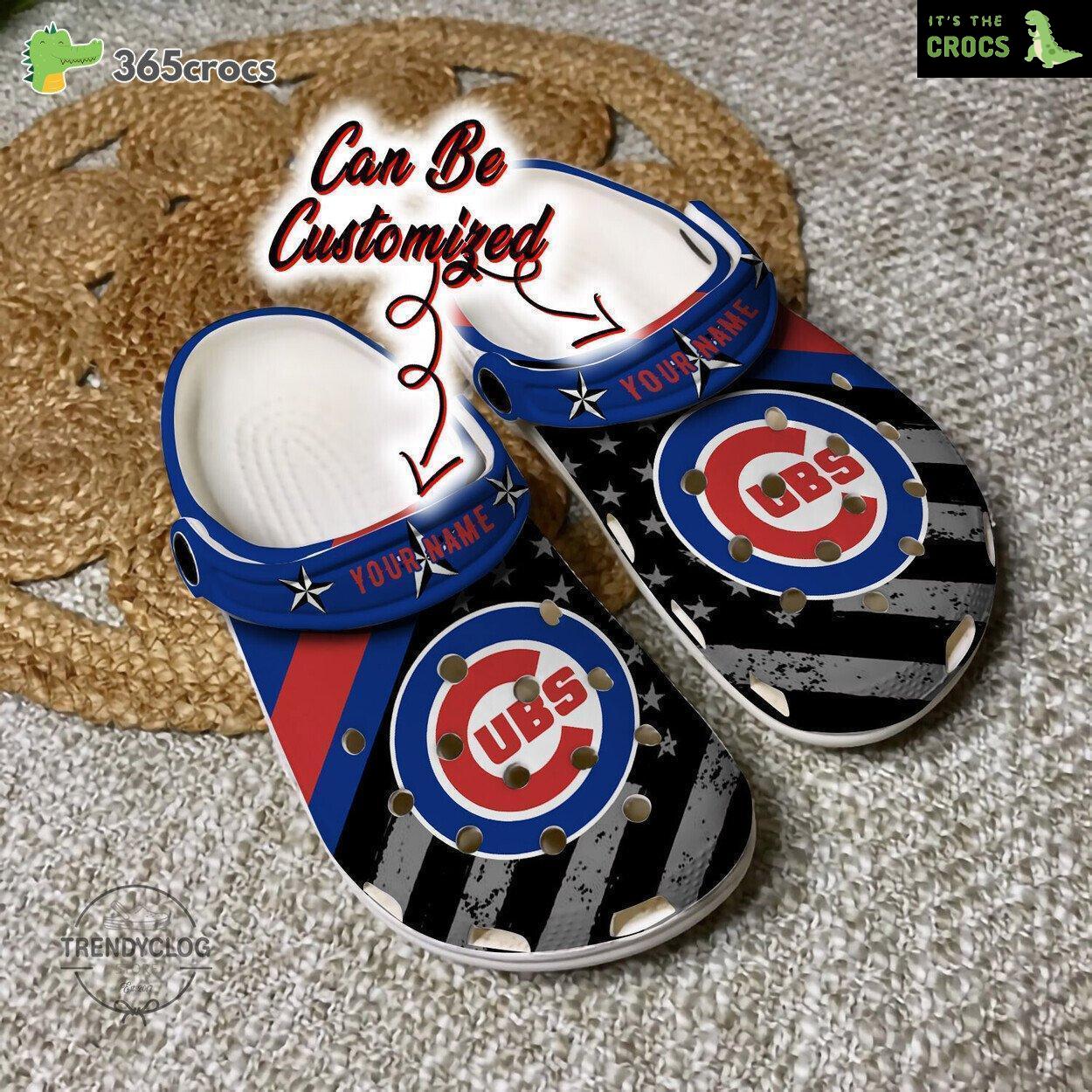 Baseball Personalized Chicago Cubs American Flag Clog Shoes