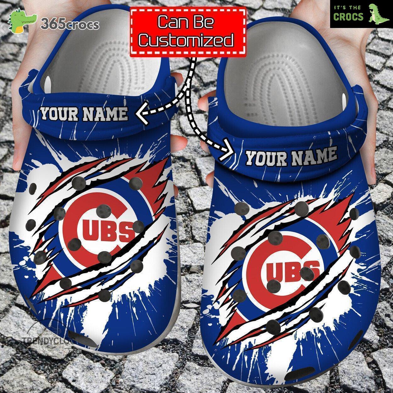 Baseball Personalized Chicago Cubs Ripped Claw Clog Shoes