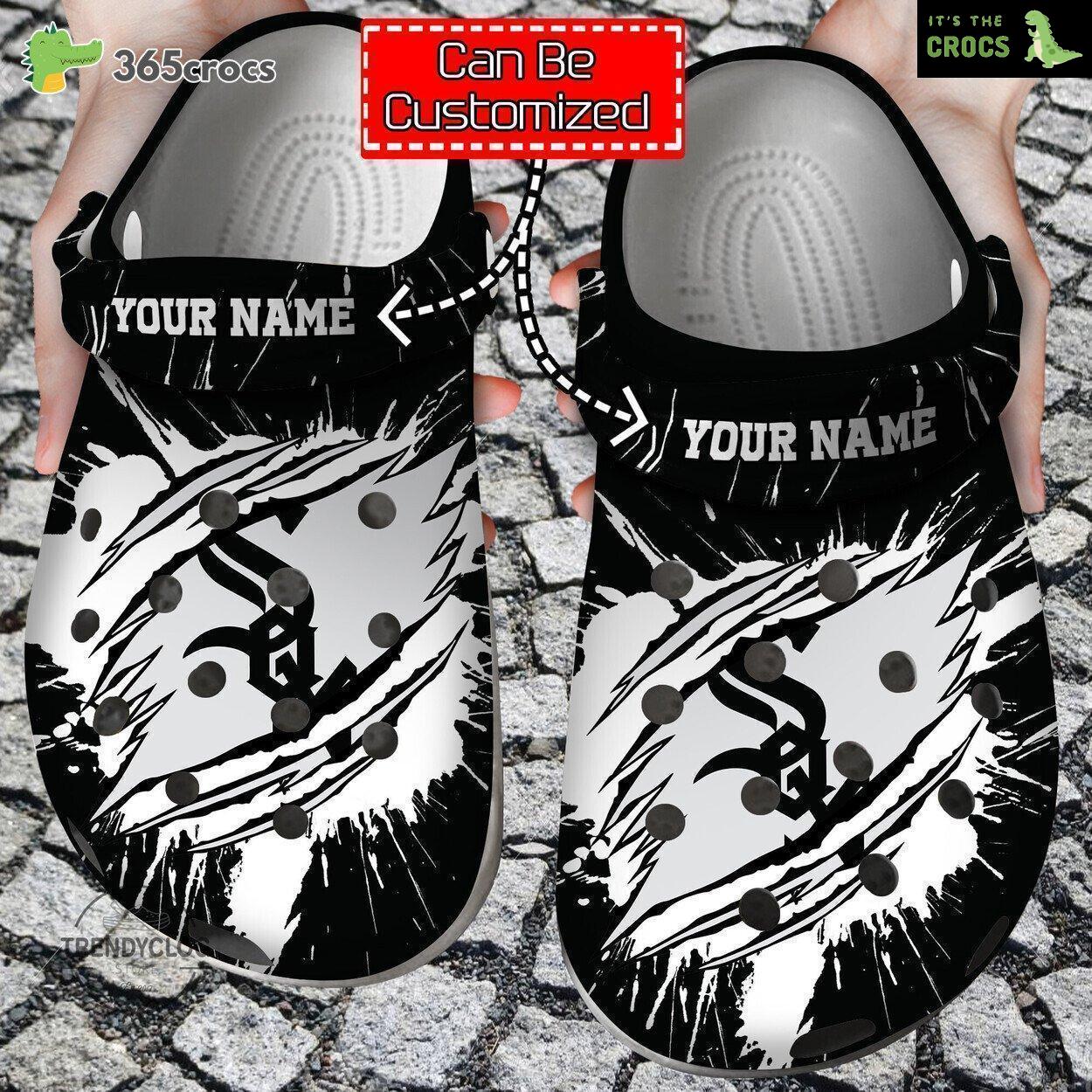Baseball Personalized Chicago White Sox Ripped Claw Clog Shoes