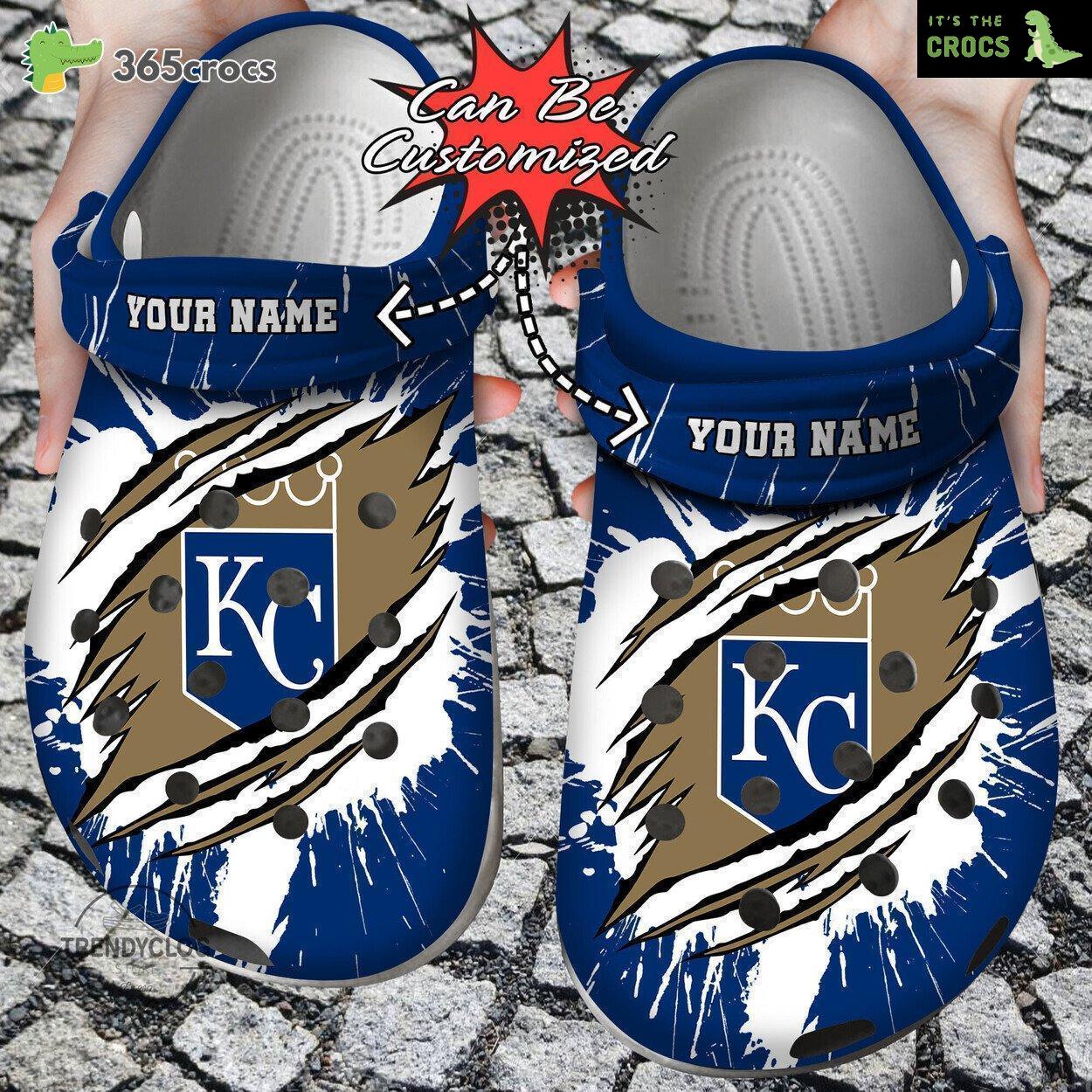 Baseball Personalized Kansas City Royals Ripped Claw Clog Shoes