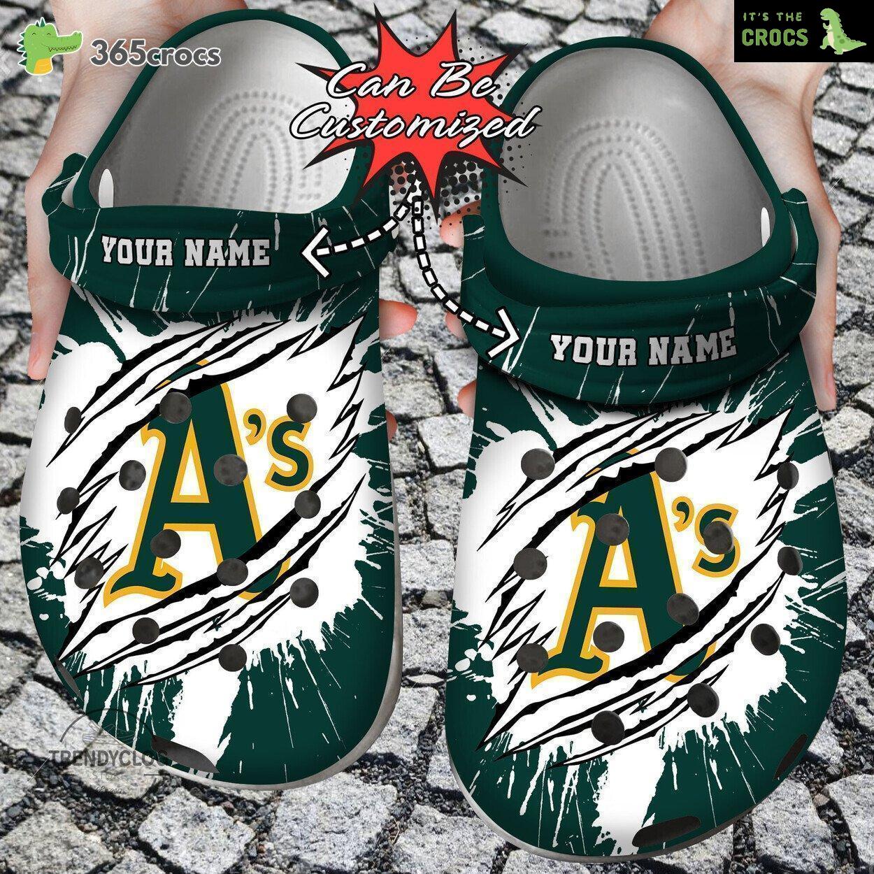 Baseball Personalized Oakland Athletics Ripped Claw Clog Shoes