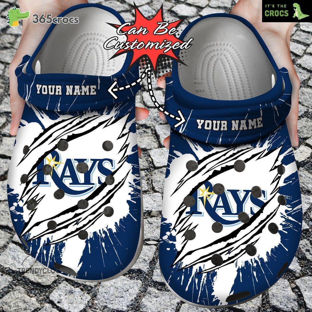 Baseball Personalized Tampa Bay Rays Ripped Claw Clog Shoes