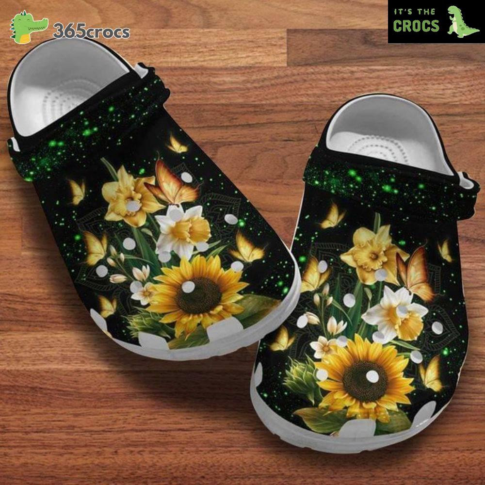 Beautiful Butterfly Sunflowers Butterfly Lovers Gift Crocs Clog Shoes