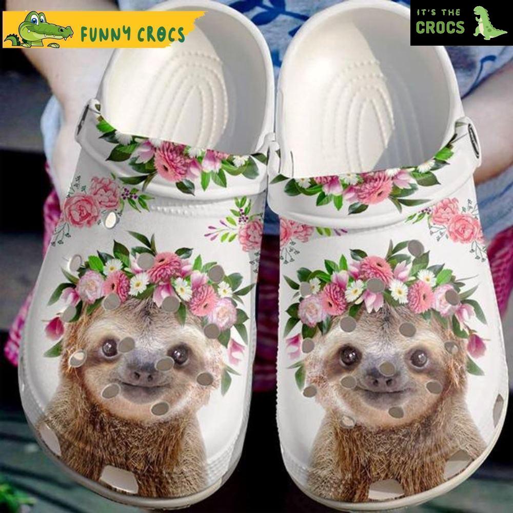 Beautiful Flower With Cute Sloth Floral Crocs