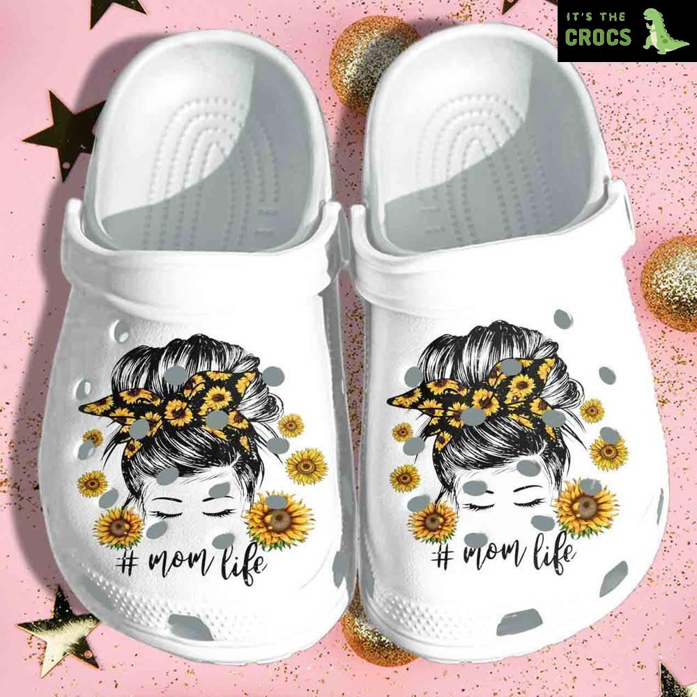 Beautiful Mom In Sunflower Crocs Shoes – Mom Life Crocs Clog Birthday Gift For Mother Daughter