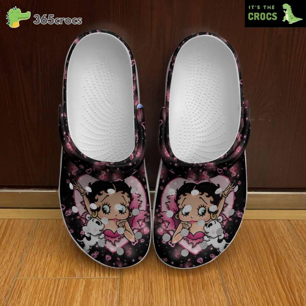 Betty Boop Fan Gift Rubber Band, Betty Boop With Puppy Dog Comfy Footwear Crocs Clog Shoes