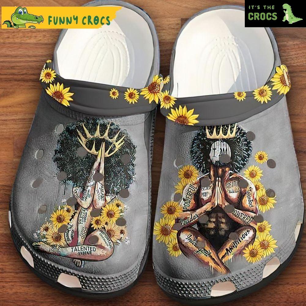 Black Afro King Queen Couple Family Floral Crocs