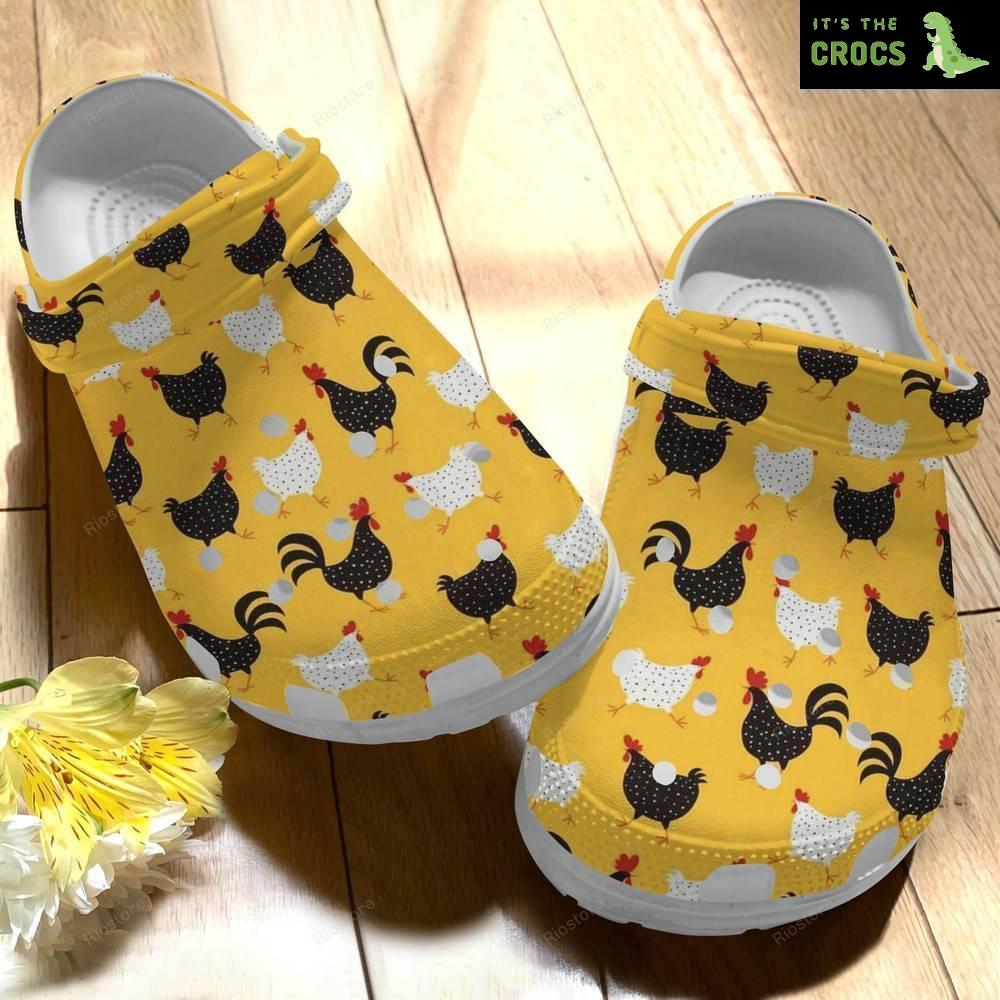 Black And White Chicken Gift For Lover Rubber clog Crocs Shoes
