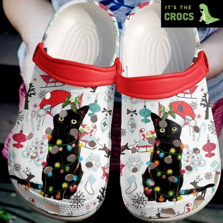 Black Cat Christmas Classic Clogs Crocs Shoes