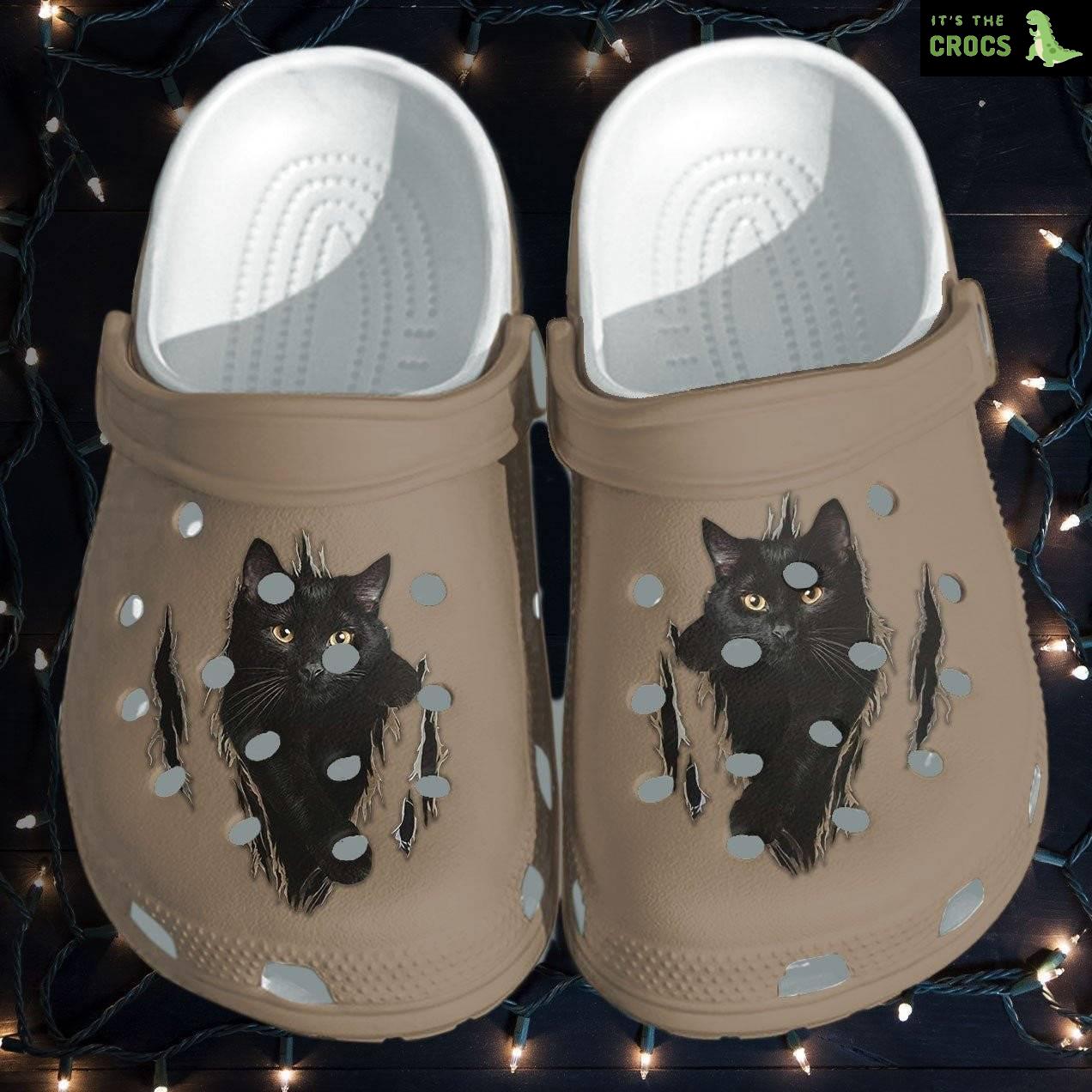Black Cat Crocbland Clog Crocs Shoes Gifts For Cat Lover