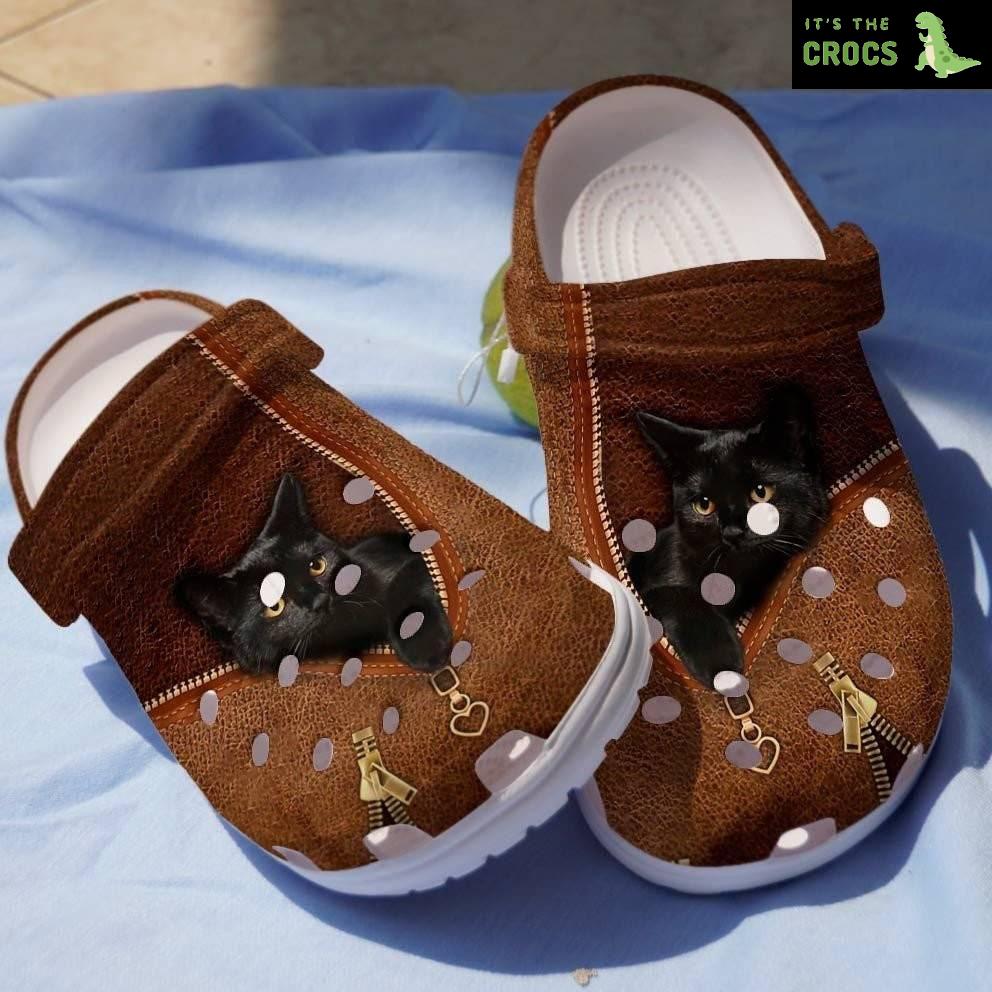 Black Cat In Bag Crocs Shoes – Cool Animal clog Birthday Gift For Men Women