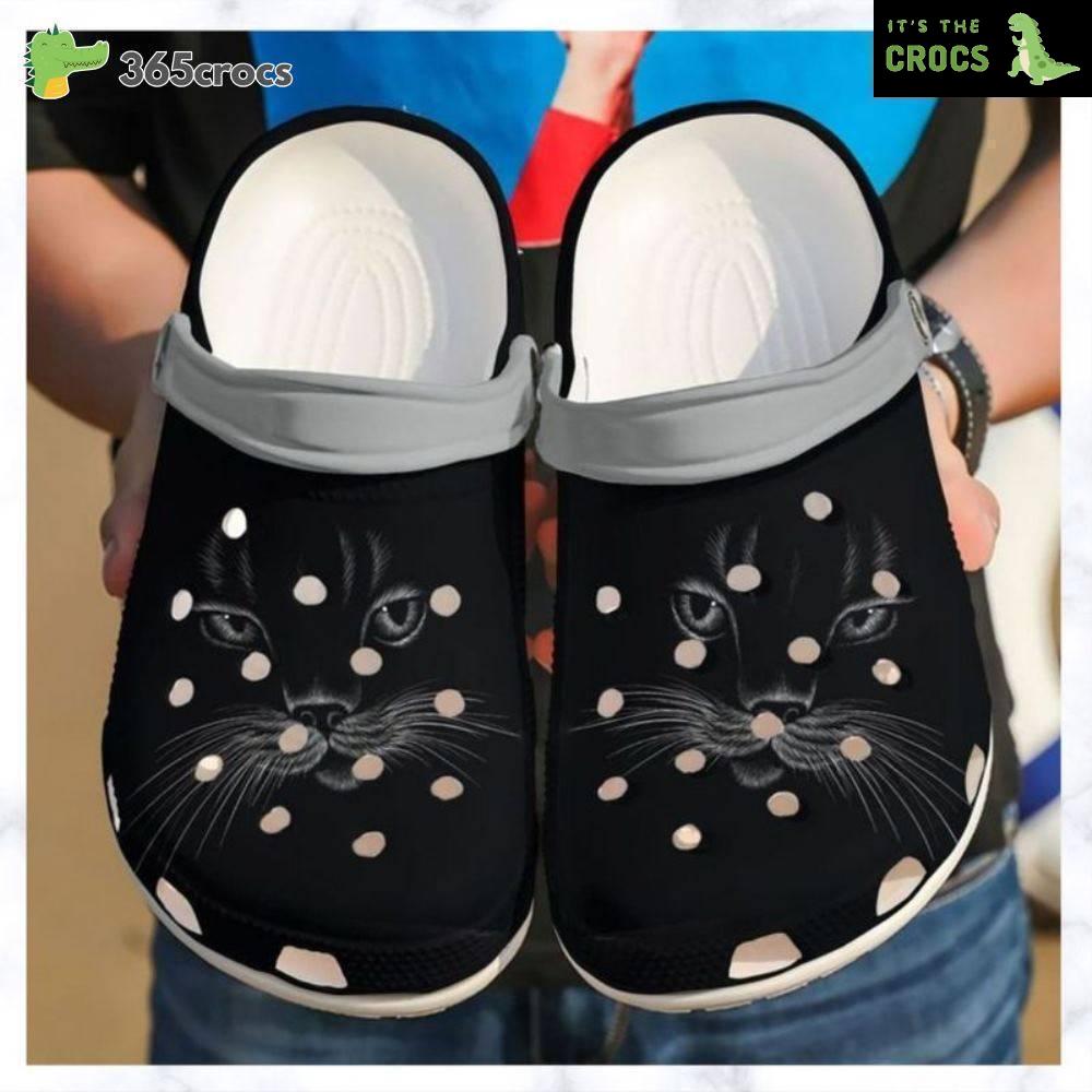 Black Cat’s Faces Black Cat Appreciation Day August Gift Crocs Clog Shoes