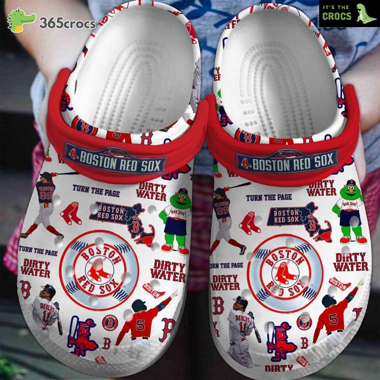 Boston Red Sox Baseball Team MLB Sport Crocs Clogs Shoes Comfortable