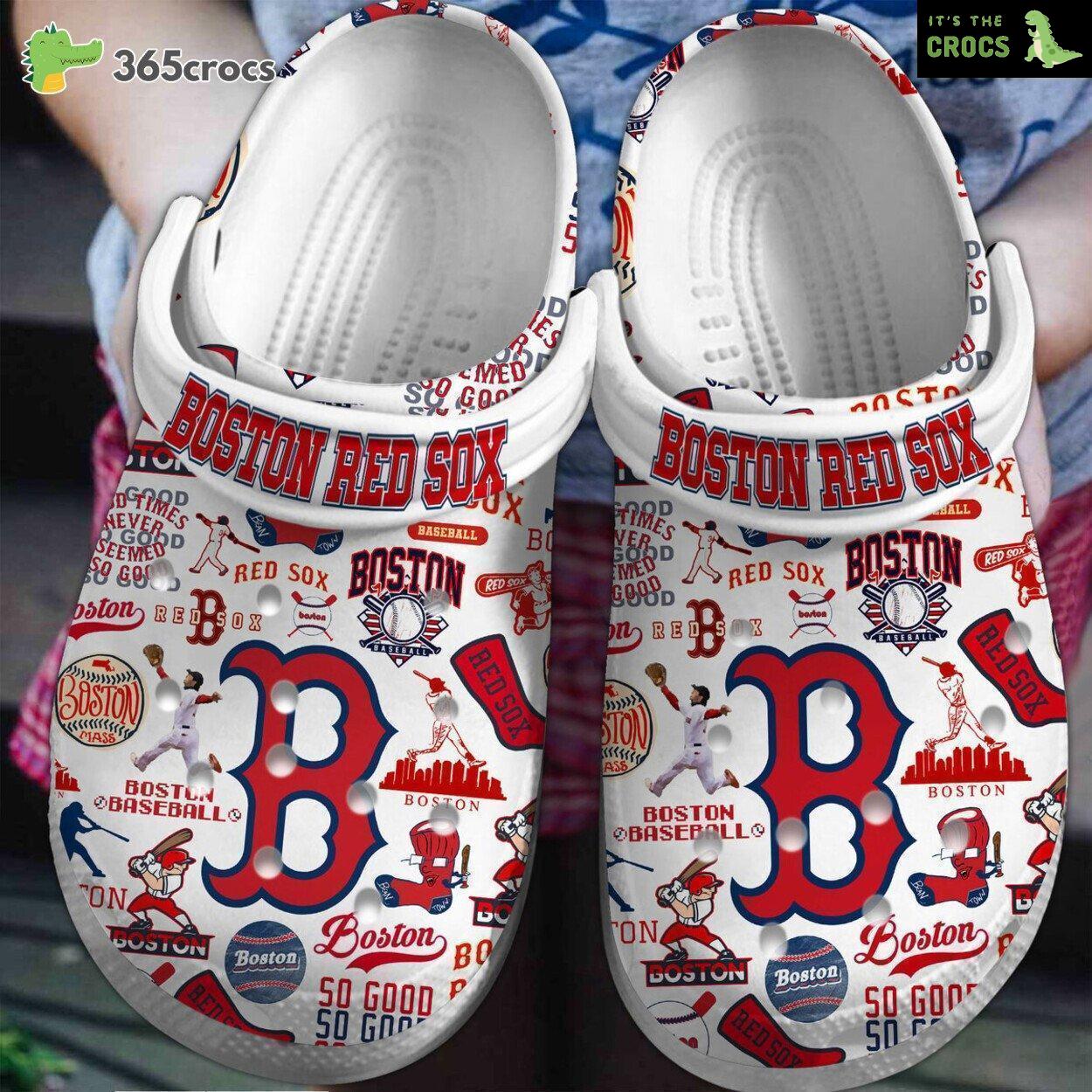 Boston Red Sox Baseball team MLB Sport Custom Name Crocs Clogs Shoes Comfortable