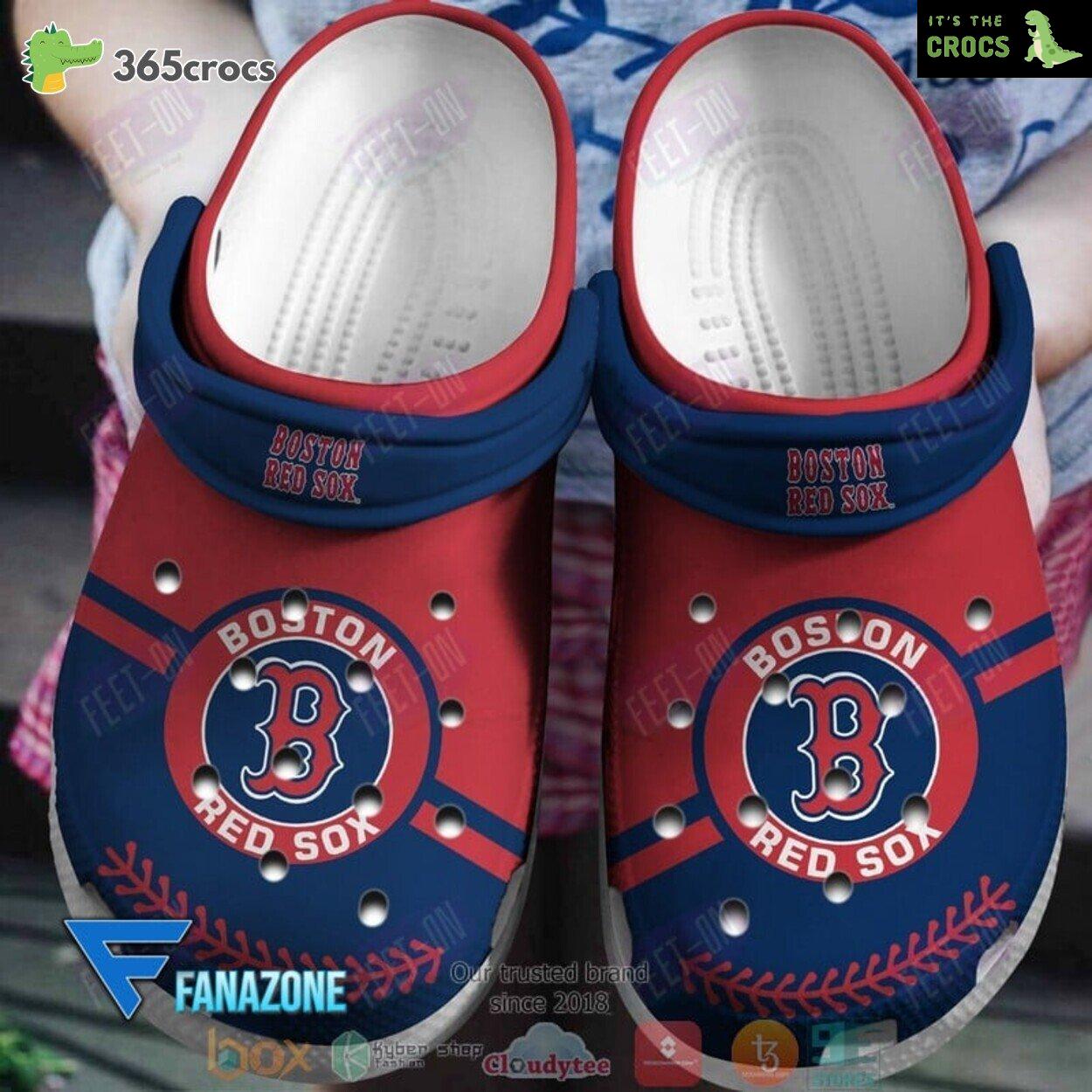 Boston Red Sox MLB logo blue red MLB Sport Crocs Clogs Shoes Comfortable