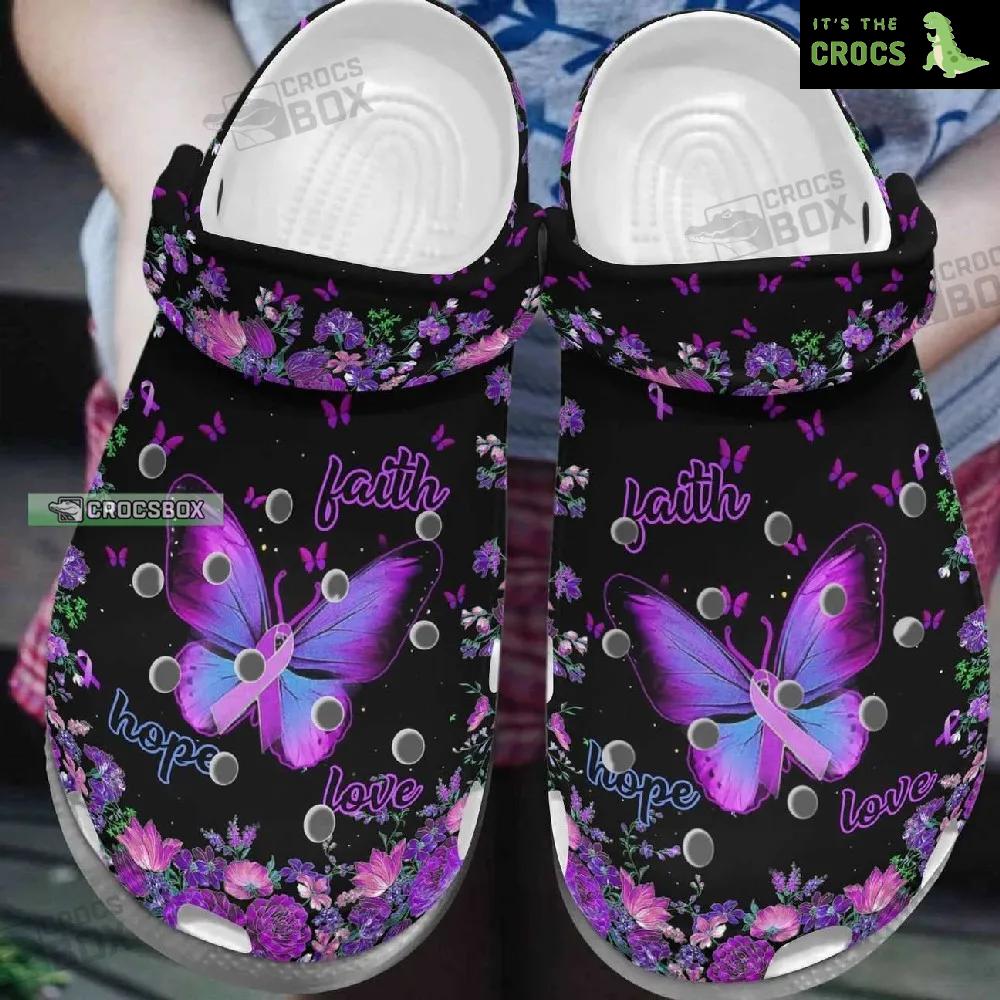 Breast Cancer Awareness Butterfly Faith Hope Love Crocs Footwear
