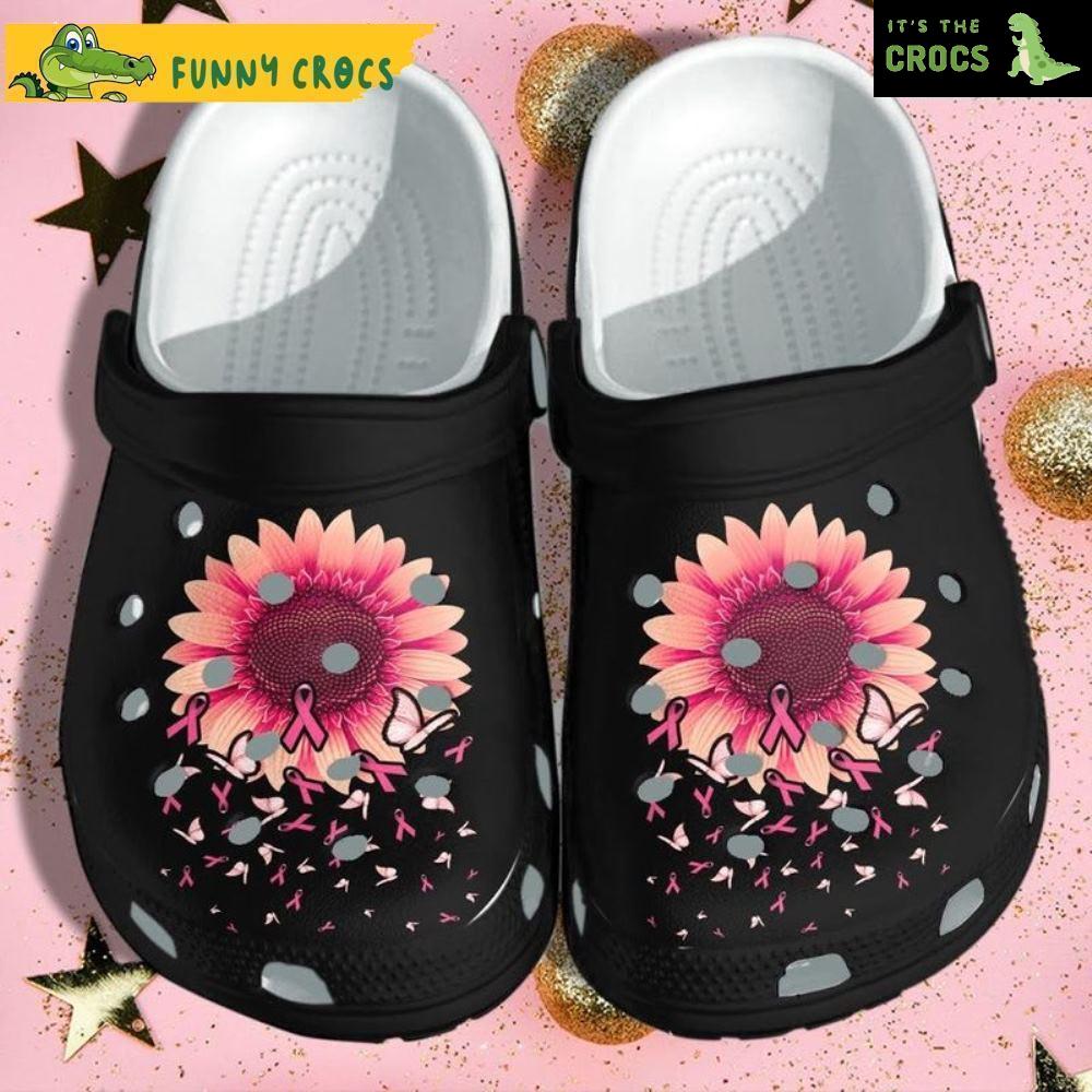 Breast Cancer Pink Ribbons Sunflowers Floral Crocs
