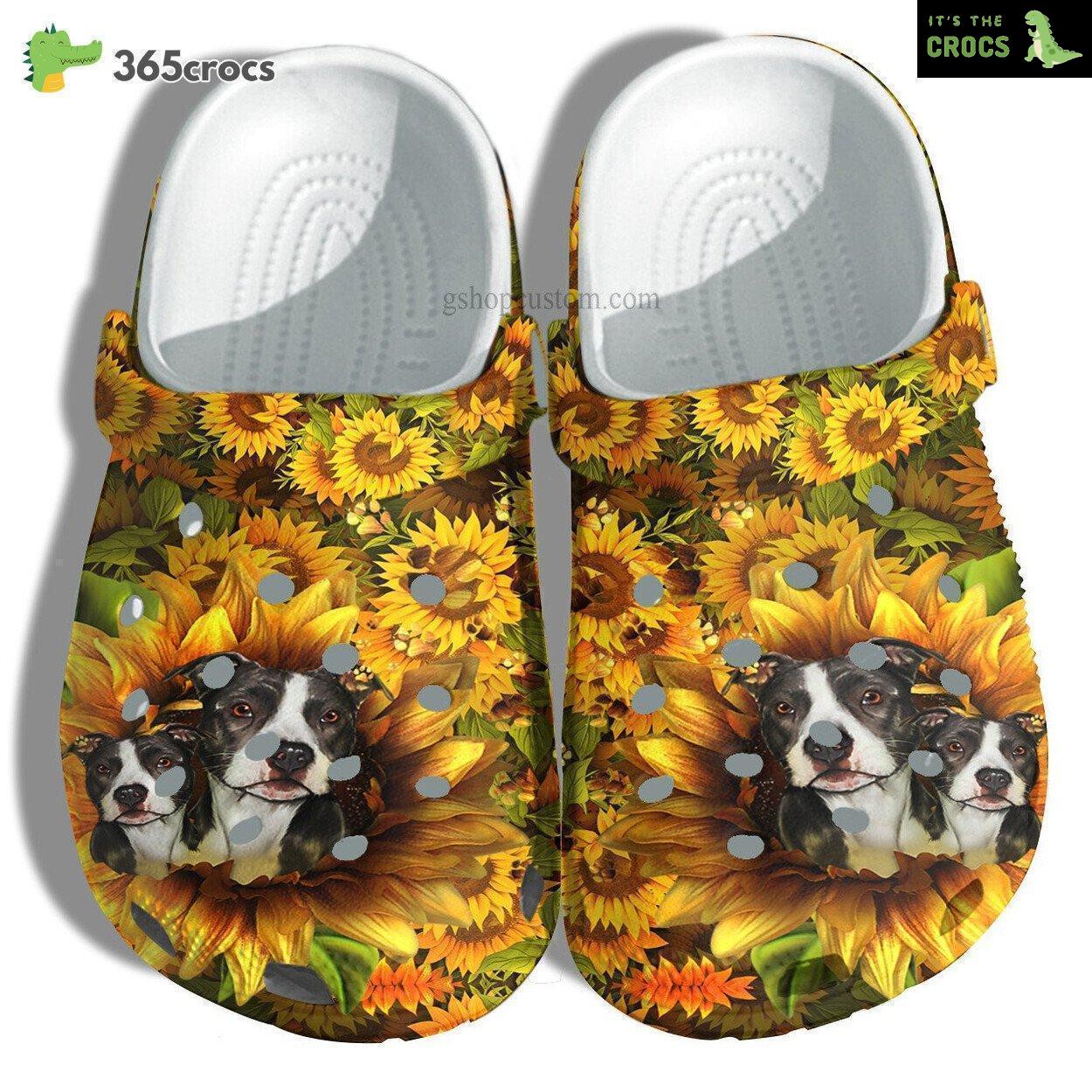 Bull Dog Mom Sunflower 3D Shoes Customize Pet Lover Cat Dog Sunflower Shoes Croc Clogs