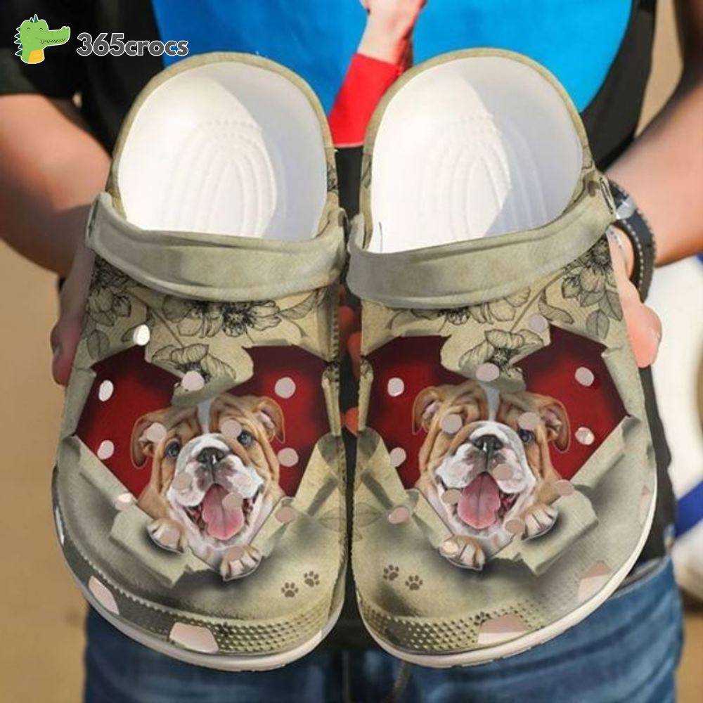 Bulldog Crack Red Heart Happy Valentine’s Days Gift For Bulldog Lovers Crocs Clog Shoes
