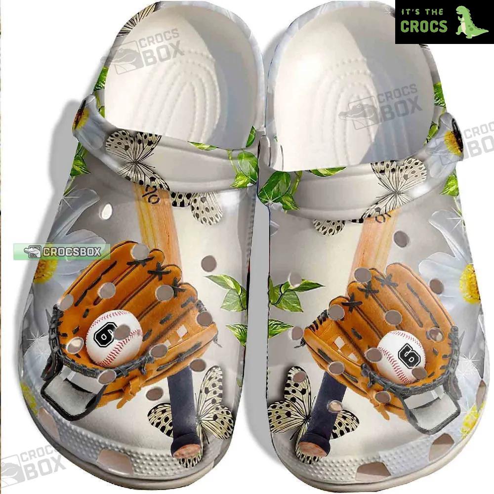 Butterfly Baseball Crocs Gift For Baseball Girl