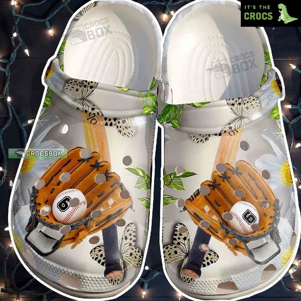 Butterfly Baseball Crocs Gift For Baseball Girl