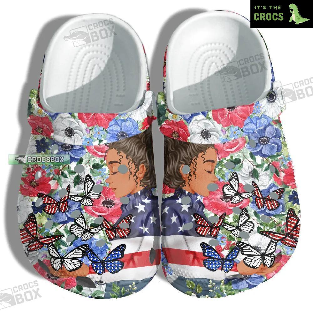 Butterfly Black Magic Girl 4Th Of July Crocs Adults