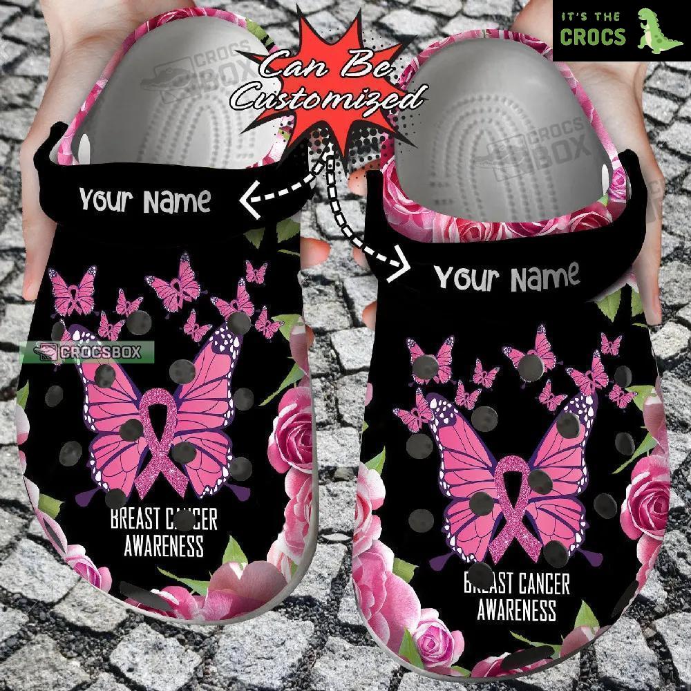 Butterfly Breast Cancer Awareness Crocs